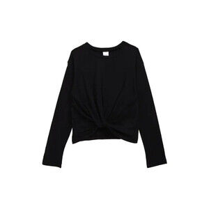 Nordstrom Kids 100% Cotton Twist Front Long Sleeve T-Shirt In Black Size L 10-12